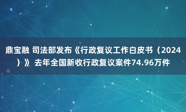 鼎宝融 司法部发布《行政复议工作白皮书（2024）》 去年全国新收行政复议案件74.96万件